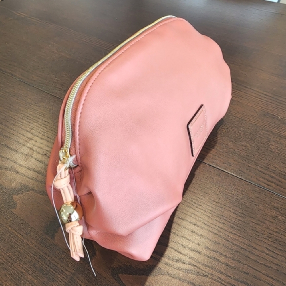 Victoria Secret Leather Cosmetic Clutch Bag Pink NWT